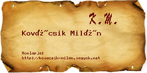 Kovácsik Milán névjegykártya
