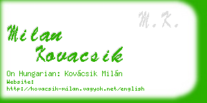 milan kovacsik business card